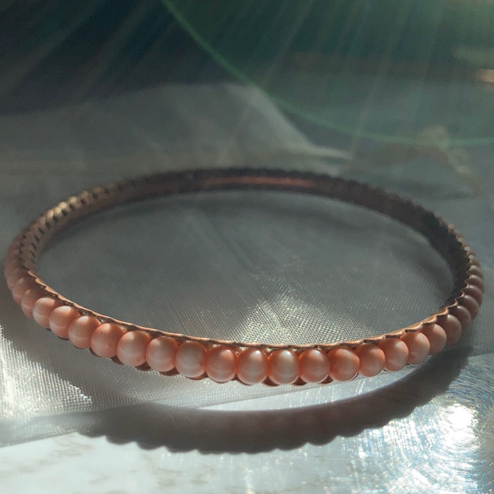 Aldo Pink Rose gold Scalloped Beaded Bangle